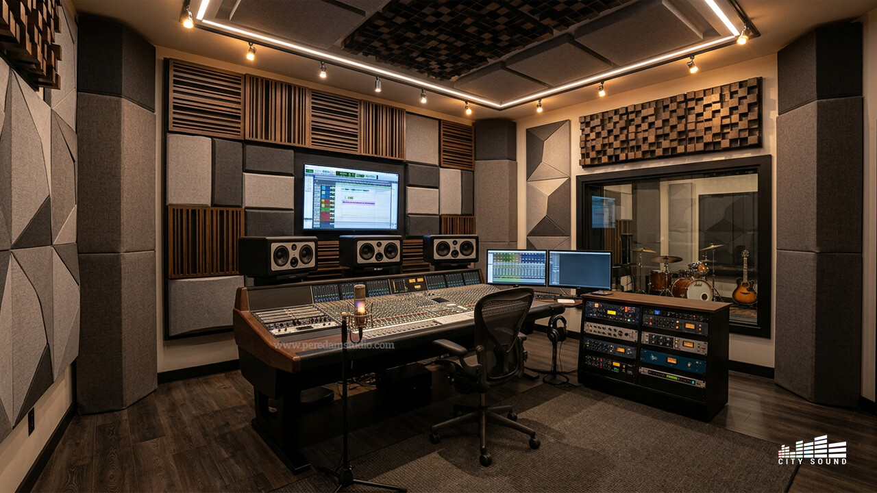 studio musik kedap suara dengan panel akustik